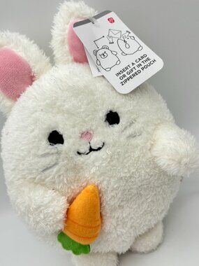 American Greetings 8" White Plush Easter Bunny with Zipper Pouch for Cards Gifts